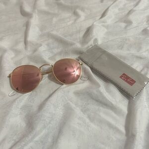 Ray-Ban Gold Frame Sunglasses with Pink Lenses
